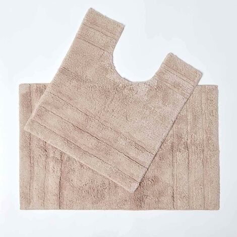 HOMESCAPES Badematten Set 2tlg Spa Surpreme Beige