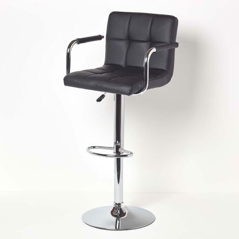 HOMESCAPES Barstuhl Bramley - höhenverstellbarer Barhocker drehbar mit Lehne, 62-82cm - schwarz