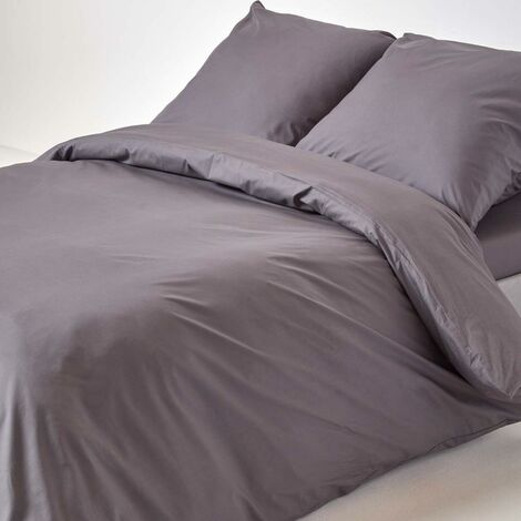 HOMESCAPES Bettwäsche Set anthrazit, Fadendichte 200, 155 x 220 cm
