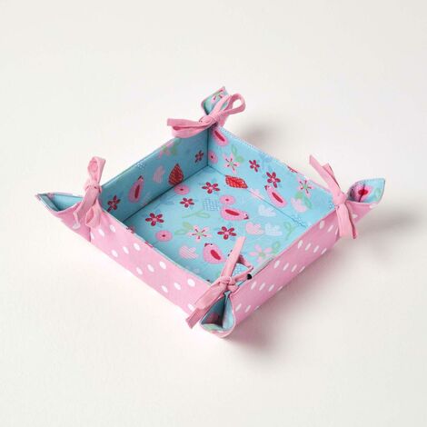 HOMESCAPES Bird & Flowers Reversible Bread Basket