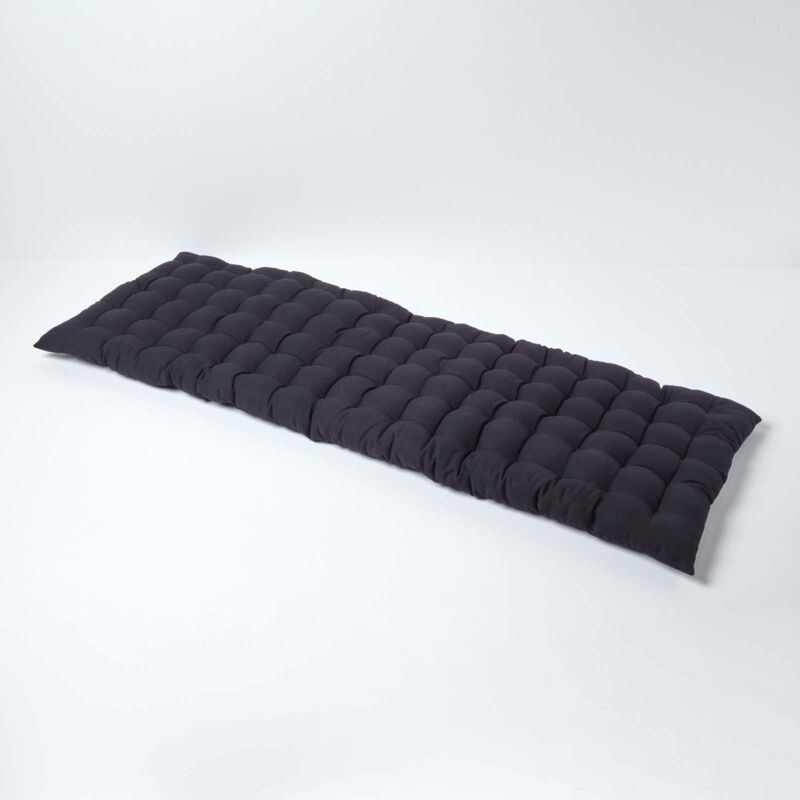 Black Bench Cushion, Three Seater - Homescapes