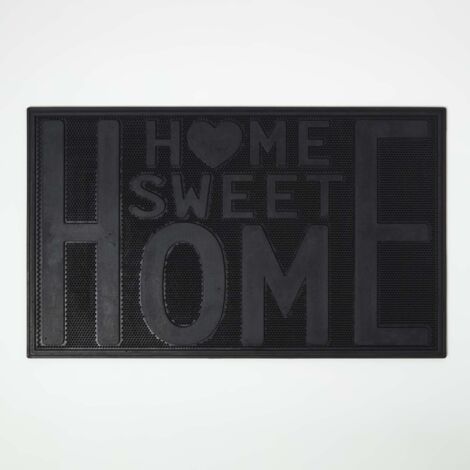 HOMESCAPES Black Rubber Home Sweet Home Non-Slip Doormat