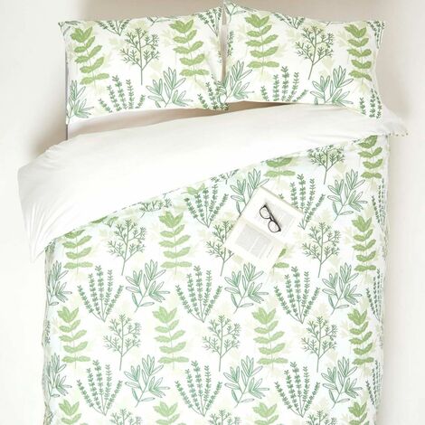 HOMESCAPES Botanical Digitally Printed Cotton Duvet Cover Set, Super King