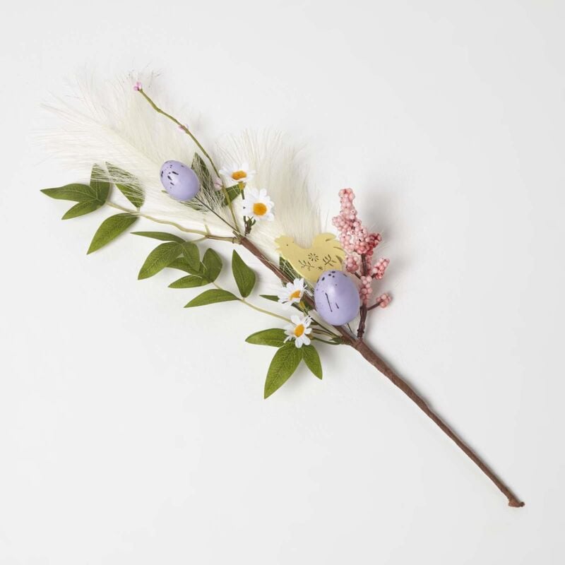 Homescapes - Branche fleurs artificielles décoration de pâques, 45 cm - Multicolore