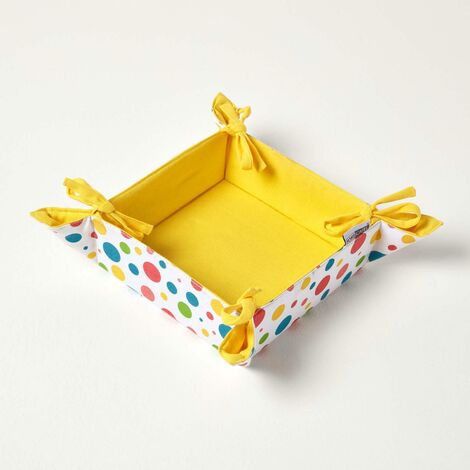 HOMESCAPES Brotkorb Stoff Wendemuster Polka Dots bunt