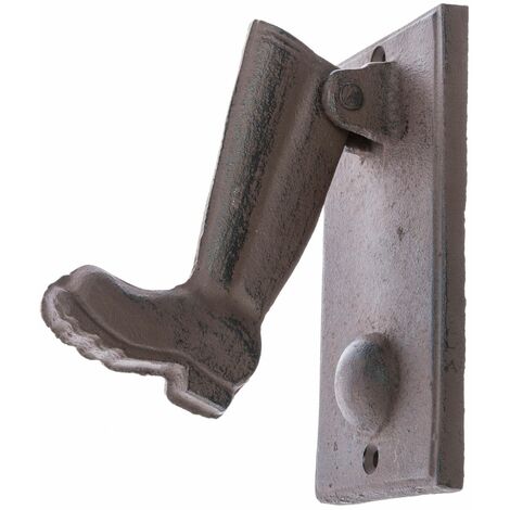 HOMESCAPES Brown Boot Cast Iron Door Knocker