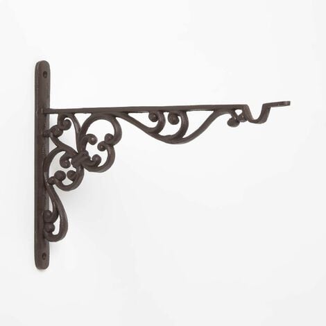 Homescapes Brown Cast Iron Large Hanging Basket Hook