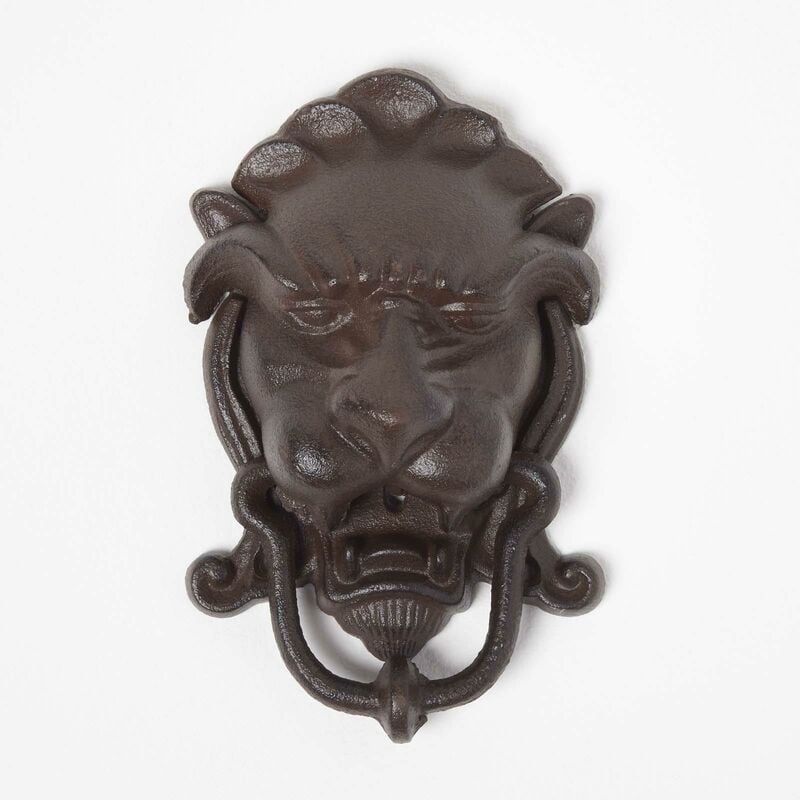 Homescapes - Brown Cast Iron Lion Head Traditional Door Knocker - Brown - Brown - Brown