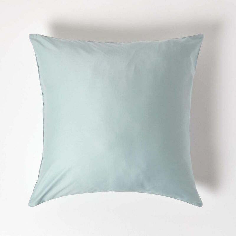 Duck Egg Blue Organic Cotton Continental Pillowcase 400 Thread Count, 80 x 80 cm - Blue - Blue - Homescapes