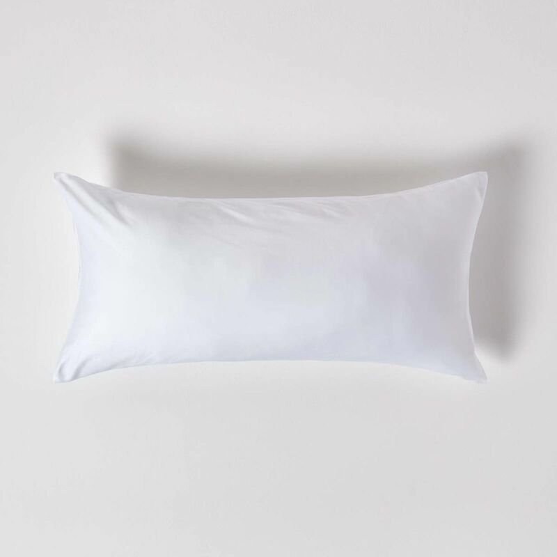 White Organic Cotton Continental Pillowcase 400 Thread Count, 40 x 80 cm - White - White - Homescapes