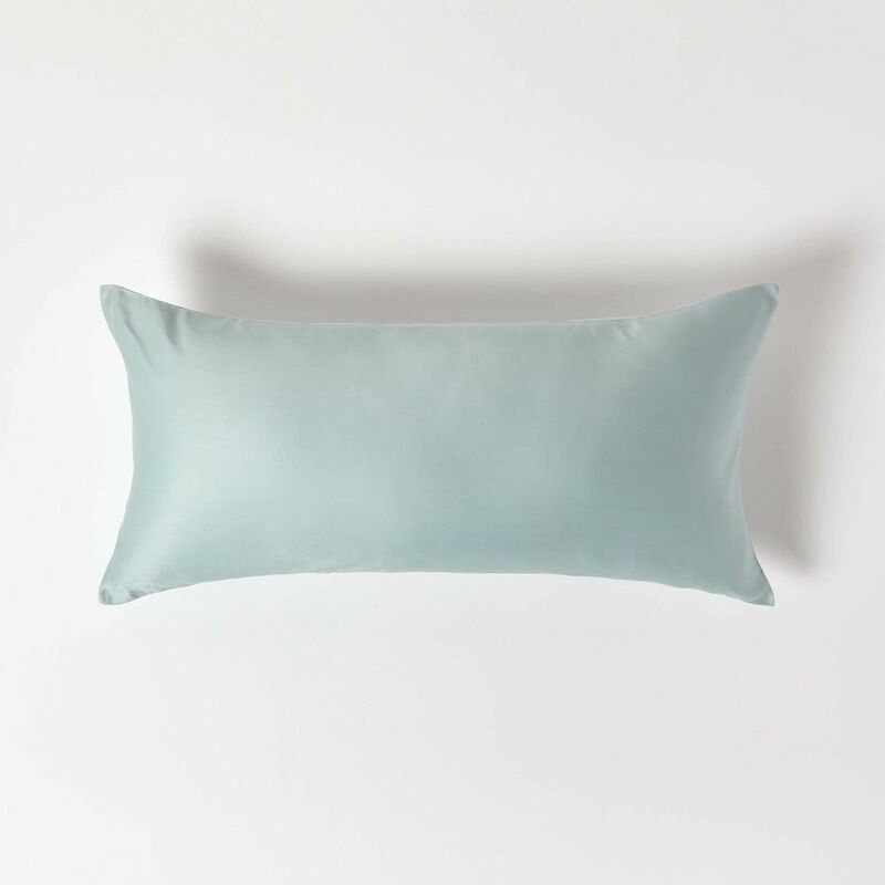 Duck Egg Blue Organic Cotton Continental Pillowcase 400 Thread Count, 40 x 80 cm - Blue - Blue - Homescapes