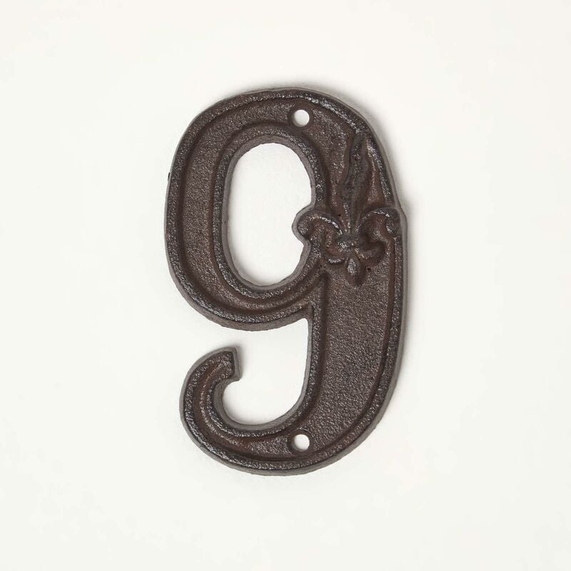 Cast Iron House number, 9 - Brown - Brown - Homescapes