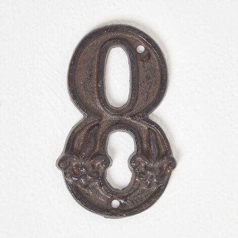 HOMESCAPES Cast Iron House number, 8 - Brown - Brown