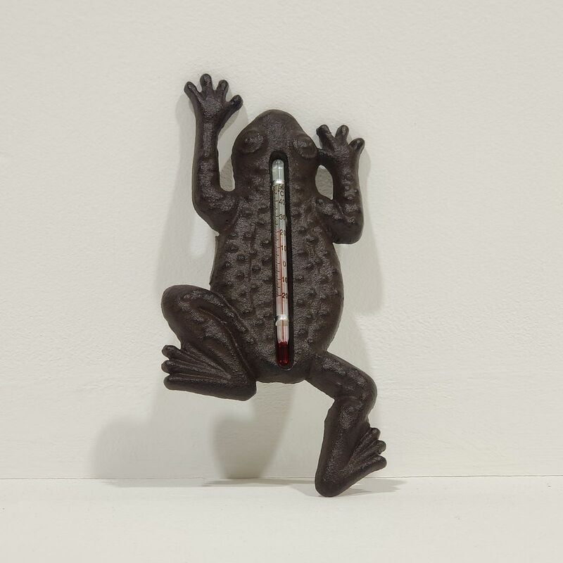 Cast Iron Thermometer Frog - Brown - Brown - Brown - Homescapes
