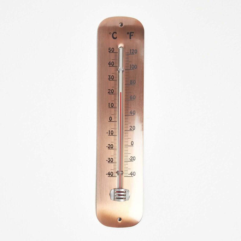 Copper Metal Wall Thermometer, 30 cm - Copper - Homescapes