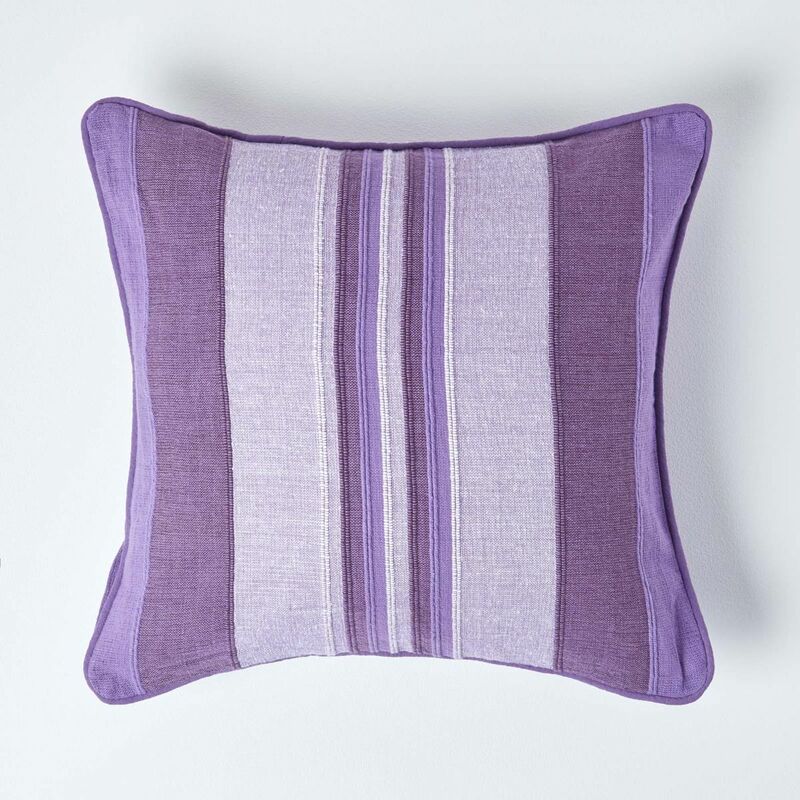 Homescapes - Cotton Striped Mauve Cushion Cover Morocco , 45 x 45 cm