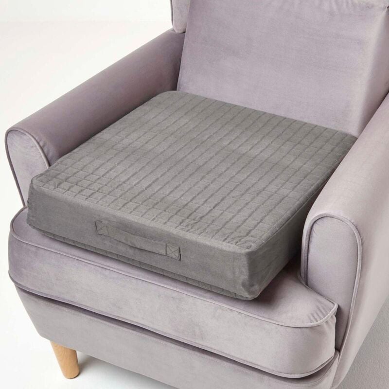 Homescapes - Coussin d'assise déhoussable en suédine, Gris