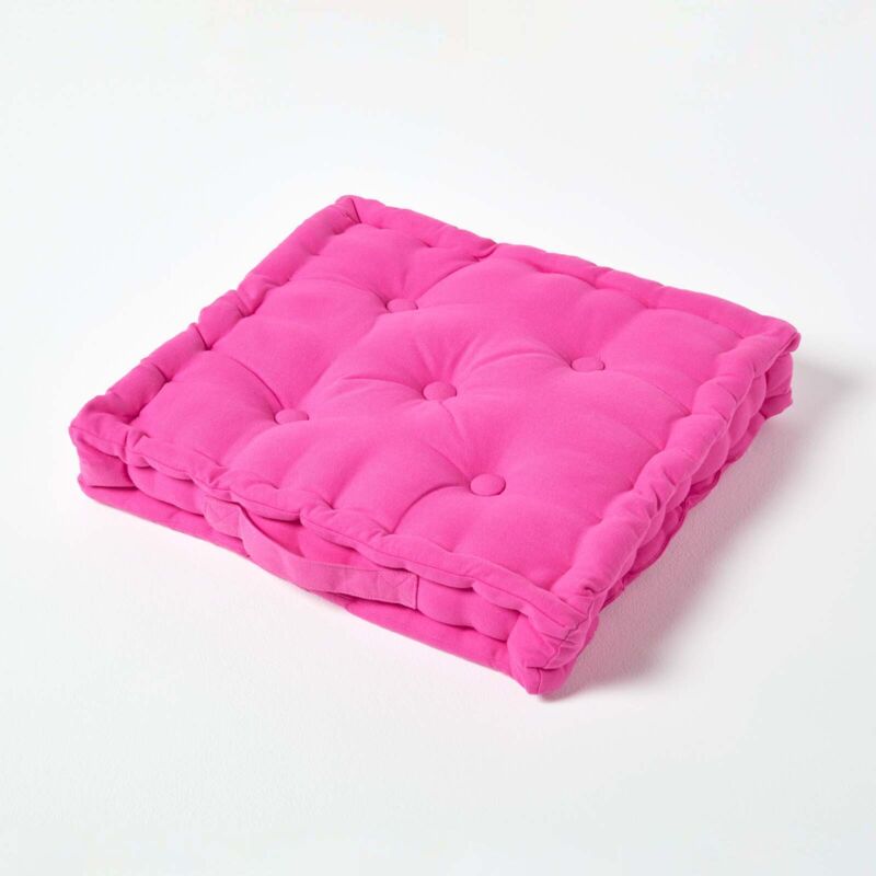 HOMESCAPES Coussin de sol - Rose Fushia - 50 x 50 cm