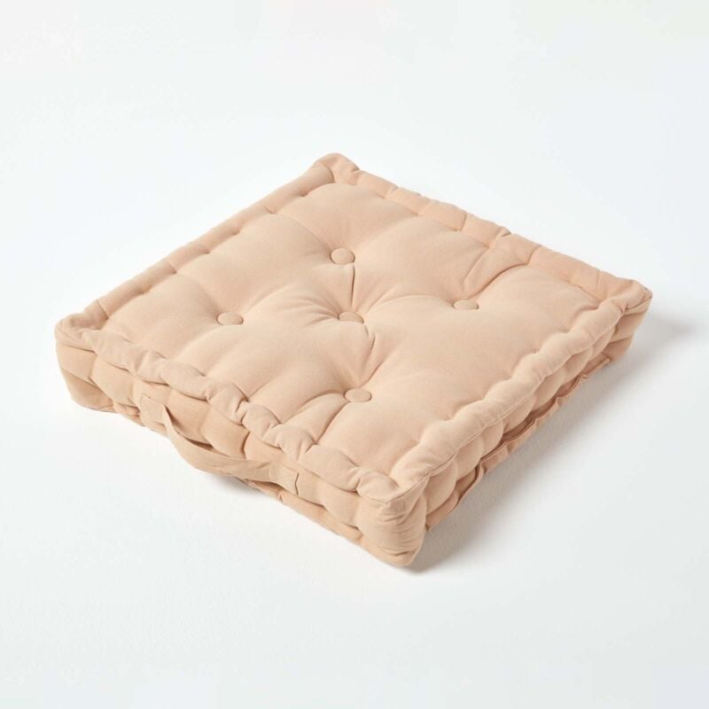 Homescapes - Coussin de sol - Beige Uni - 40 x 40 cm