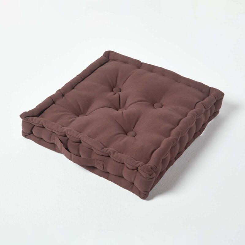 Homescapes - Coussin de sol - Chocolat Uni - 50 x 50 cm