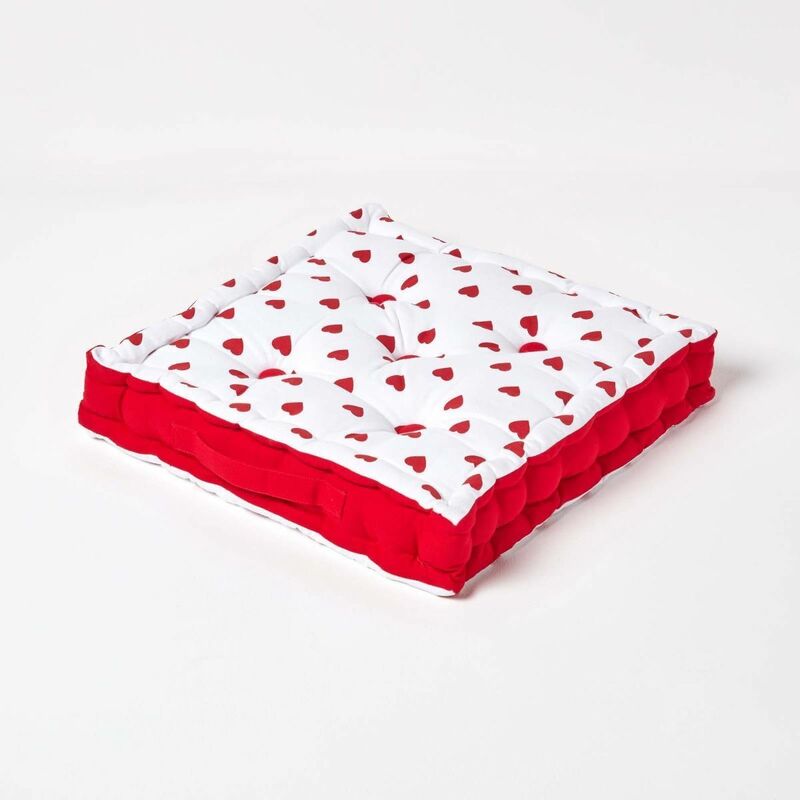 Coussin de sol - Coeur Rouge - 40 x 40 cm - Homescapes
