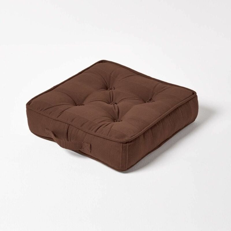 Homescapes - homeascapes Coussin de sol Chocolat - Rajput tissé main - Marron