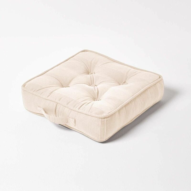 Homescapes - homeascapes Coussin de sol Naturel - Rajput tissé main - Naturel