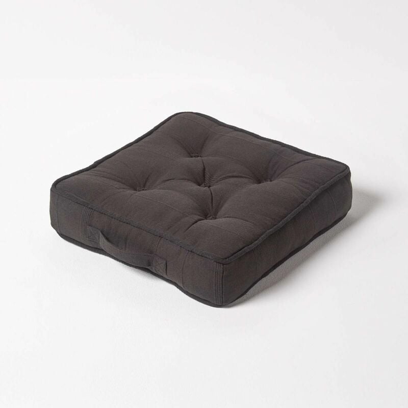 Homescapes - homeascapes Coussin de sol Noir - Rajput tissé main - Noir