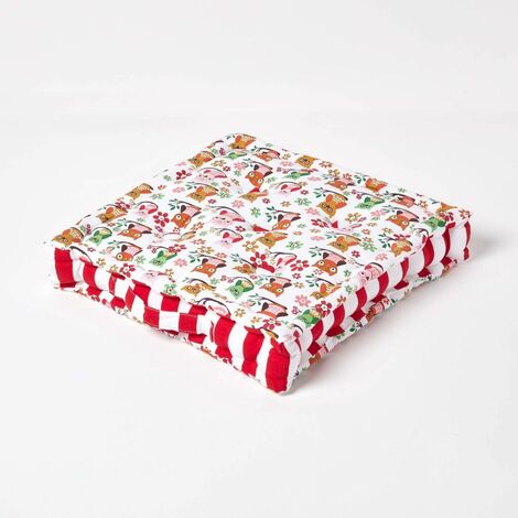 HOMESCAPES Coussin de sol - Rayures et Hiboux - 50 x 50 cm