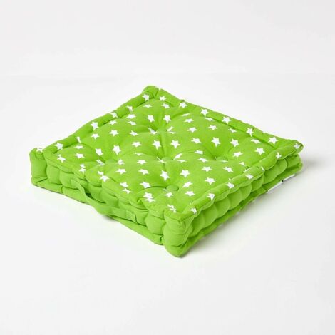 HOMESCAPES Coussin de sol Vert - Étoiles - 40 x 40 cm