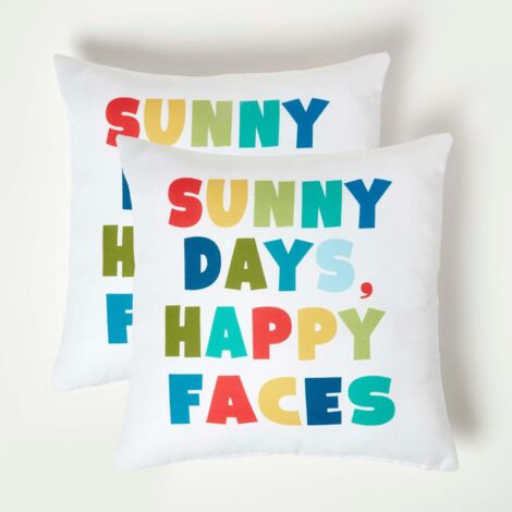 HOMESCAPES Coussin d'extérieur imperméable multicolore Sunny Days, 45 x 45 cm – Lot de 2