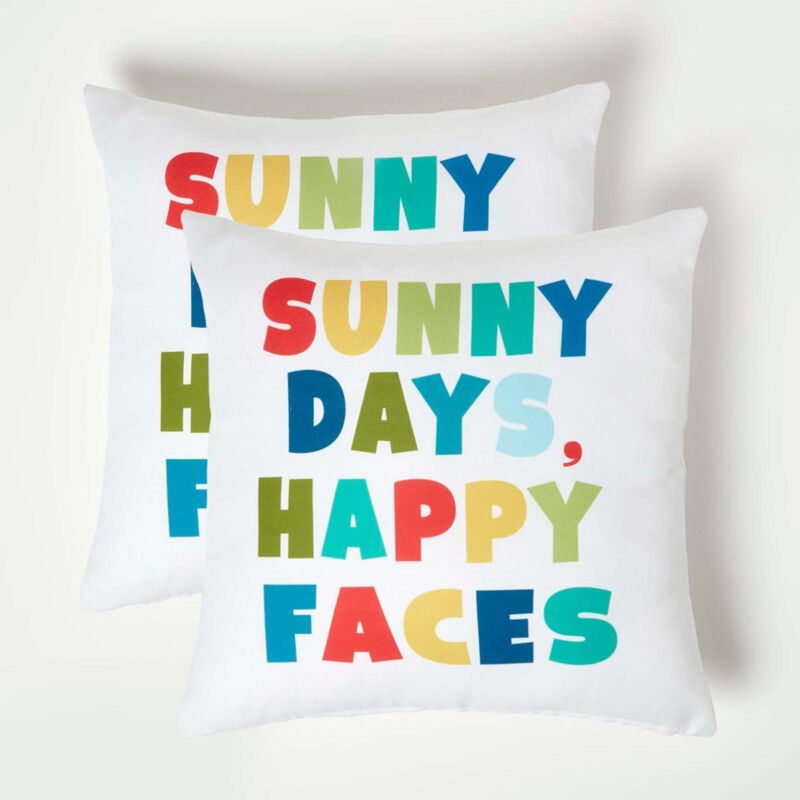 Homescapes - Coussin d'extérieur imperméable multicolore Sunny Days, 45 x 45 cm – Lot de 2