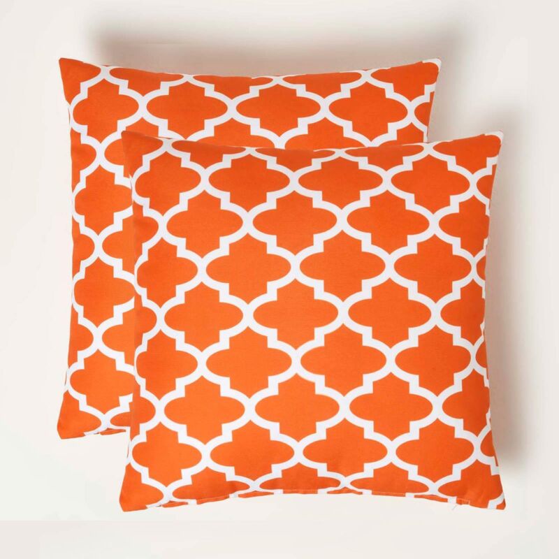 Homescapes - Coussin d'extérieur imperméable orange Nola, 45 x 45 cm – Lot de 2