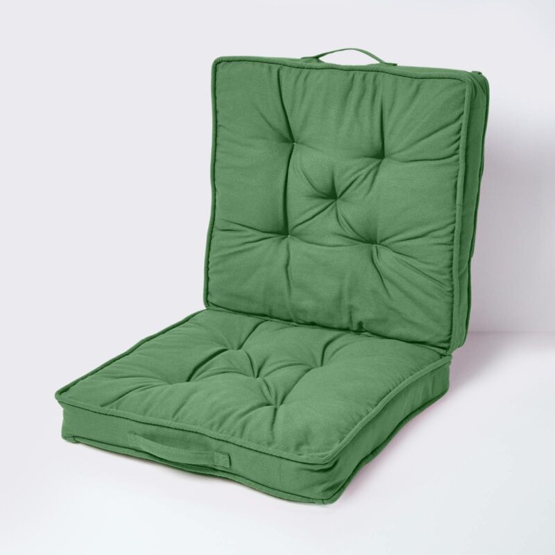 Coussin rehausseur lombaire en coton 50 x 50 cm - Vert foncé - Homescapes