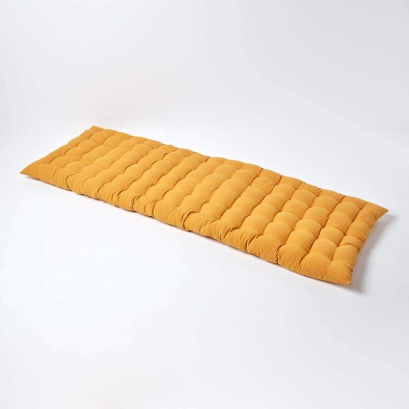 Homescapes - Coussin pour banc de jardin 3 places, Jaune moutarde