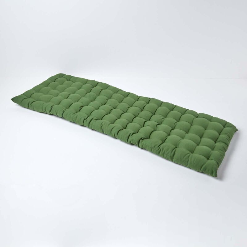 Coussin pour banc de jardin 3 places, Vert foncé - Homescapes