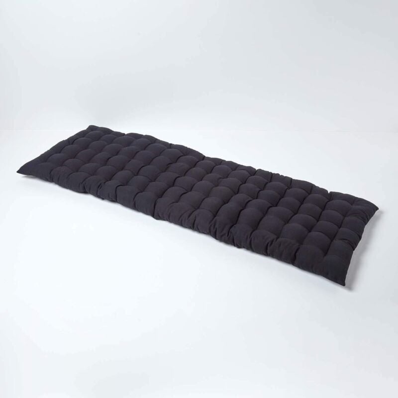 Homescapes - Coussin pour banc de jardin 3 places, Noir