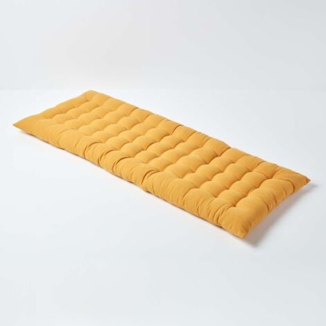 HOMESCAPES Coussin pour banc de jardin 2 places, Jaune moutarde