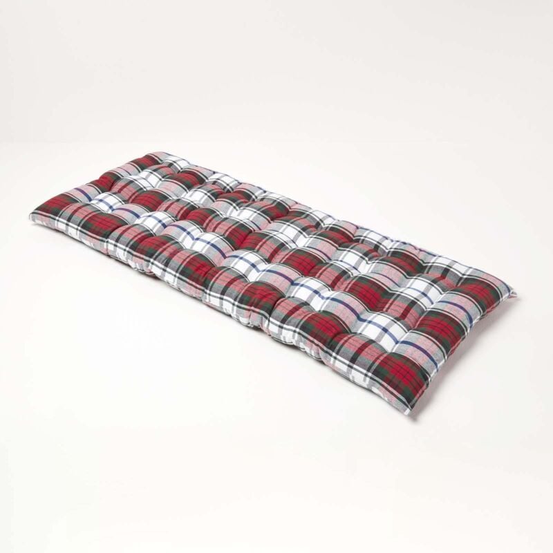 Homescapes - Coussin pour banc de jardin 2 places, Carreaux écossais rouge