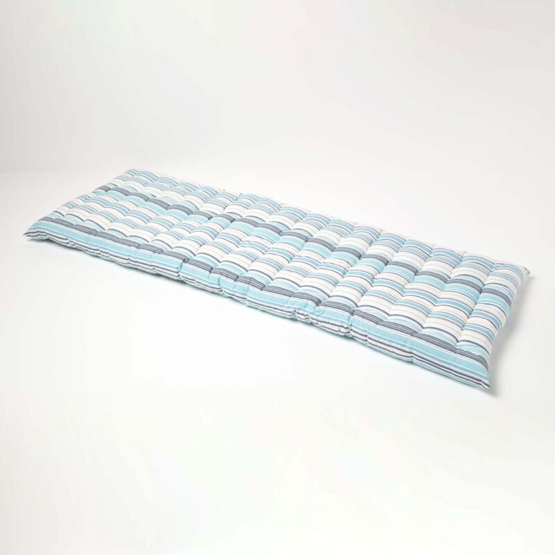 Homescapes - Coussin pour banc de jardin 3 places, Rayures bleues
