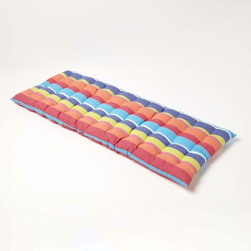 Homescapes - Coussin pour banc de jardin 2 places, Rayures multicolores