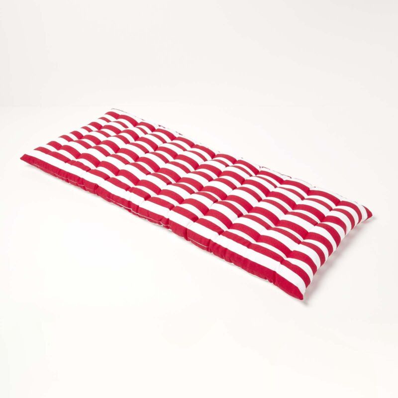 Homescapes - Coussin pour banc de jardin 2 places, Rayures rouges