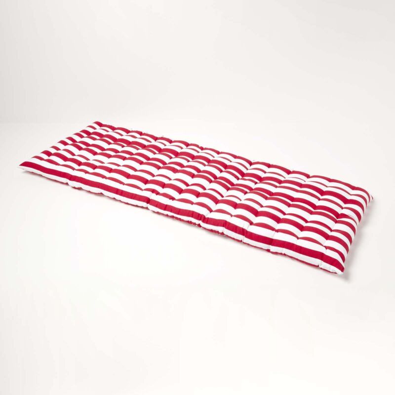 Homescapes - Coussin pour banc de jardin 3 places, Rayures rouges