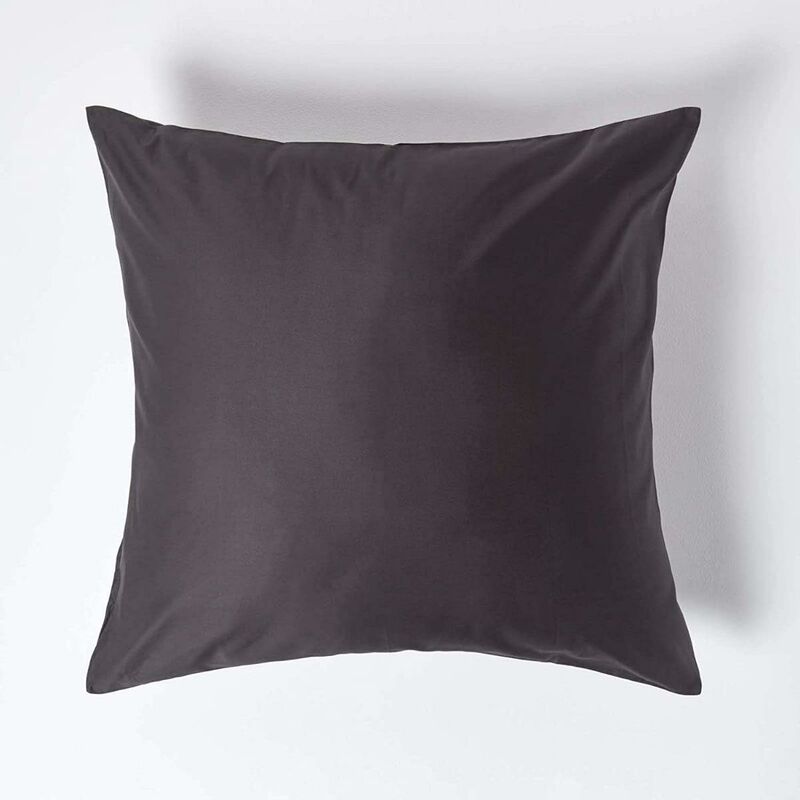 Homescapes - Dark Charcoal Grey Continental Egyptian Cotton Pillowcase 1000 Thread Count, 80 X 80 Cm - Dark Charcoal Grey - Dark Charcoal Grey