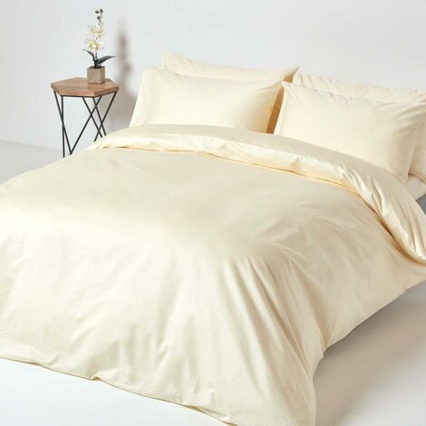 HOMESCAPES Cream Egyptian Cotton Duvet Cover Set 1000 Thread Count, King - Cream