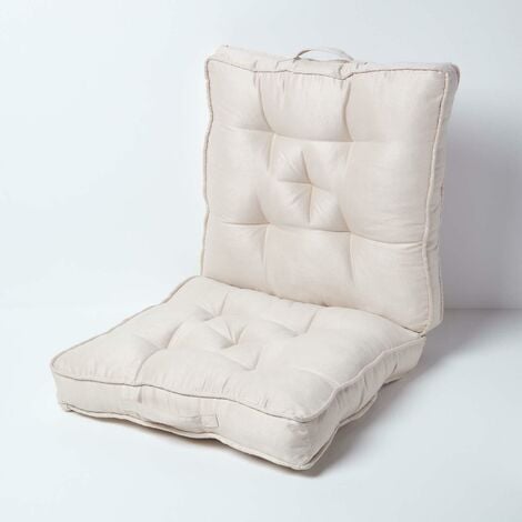 HOMESCAPES Cream Faux Suede Travel Support Booster Cushion