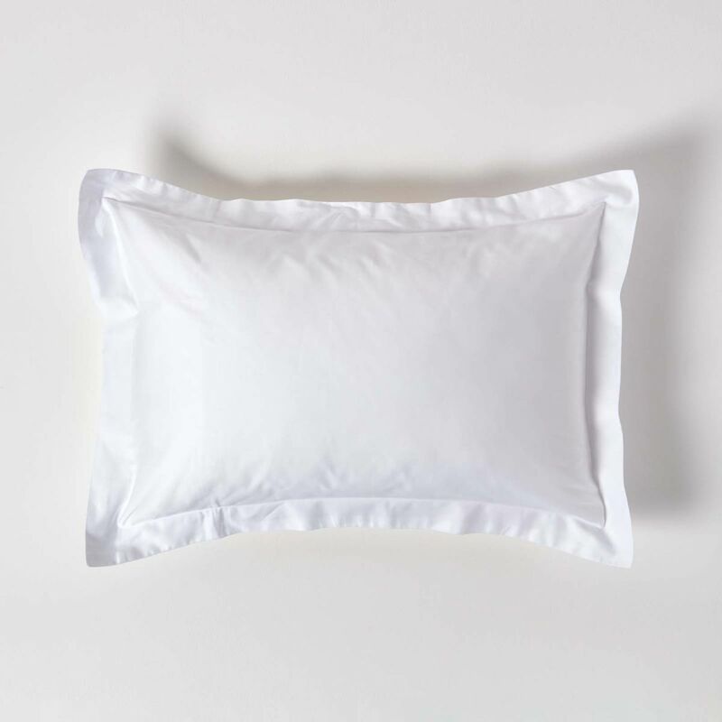 White Organic Cotton Oxford Pillowcase 400 Thread Count - White - White - Homescapes