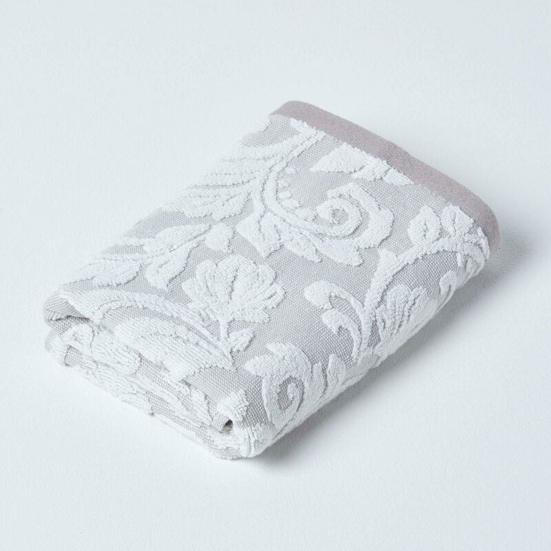 Damask Turkish Cotton 600 gsm Hand Towel, Beige - Beige - Homescapes