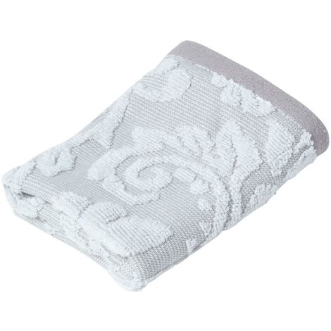 HOMESCAPES Damask Turkish Cotton 600 GSM Face Cloth, Beige