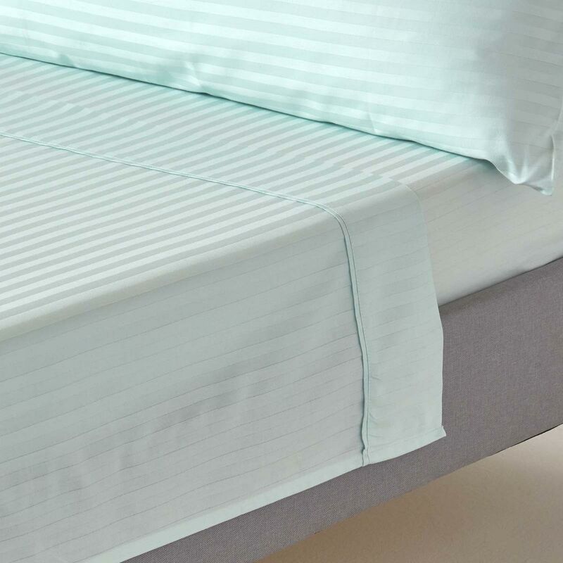 Homescapes - Damast Bettlaken Ohne Gummizug Aqua Aus Fadendichte 330, 230 X 255 Cm